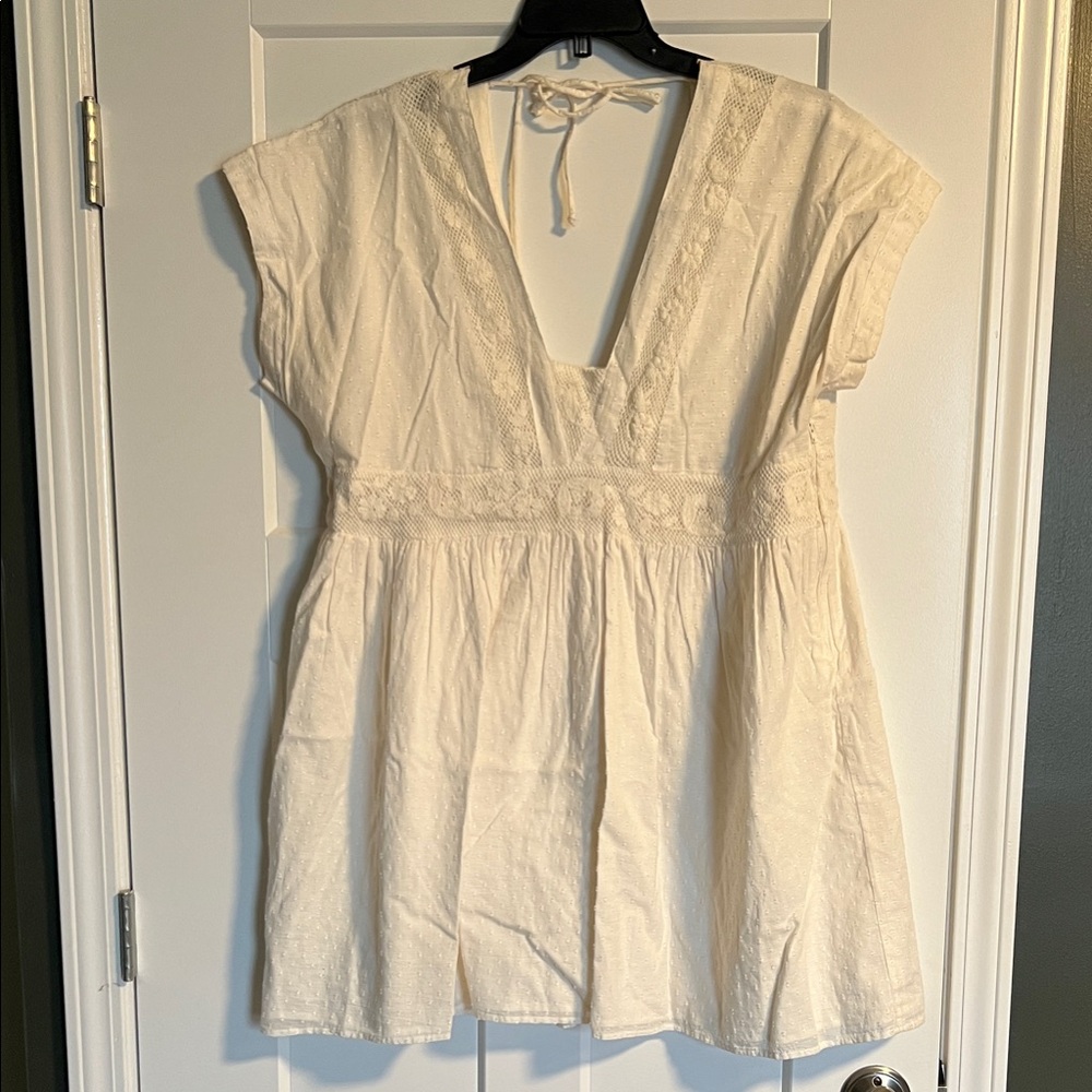 Shyanne Cotton Mini Dress with Crochet Detail XL